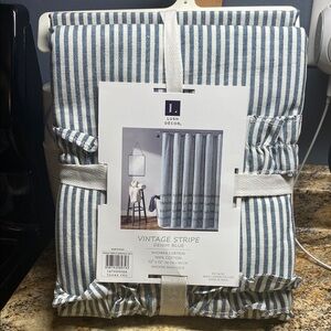 Blue Striped Shower Curtain with Classic Nautical Design